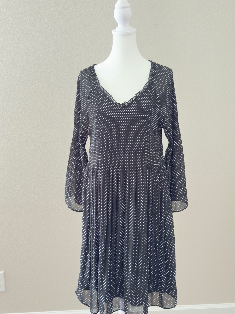 Robert Louis Black Dress with White Polka Dots